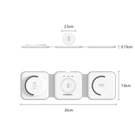 CHOETECH T588 - F - WH 3 - in - 1 Foldable Fast Wireless Charger for Phone/Watch/Earphone - RnR Galore