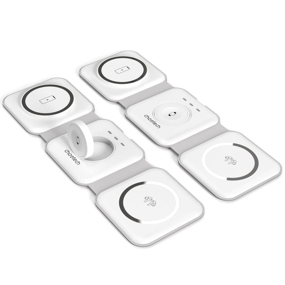 CHOETECH T588 - F - WH 3 - in - 1 Foldable Fast Wireless Charger for Phone/Watch/Earphone - RnR Galore