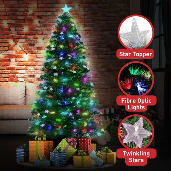 Christabelle 1.2m Enchanted Pre Lit Fibre Optic Christmas Tree Stars Xmas Decor - RnR Galore