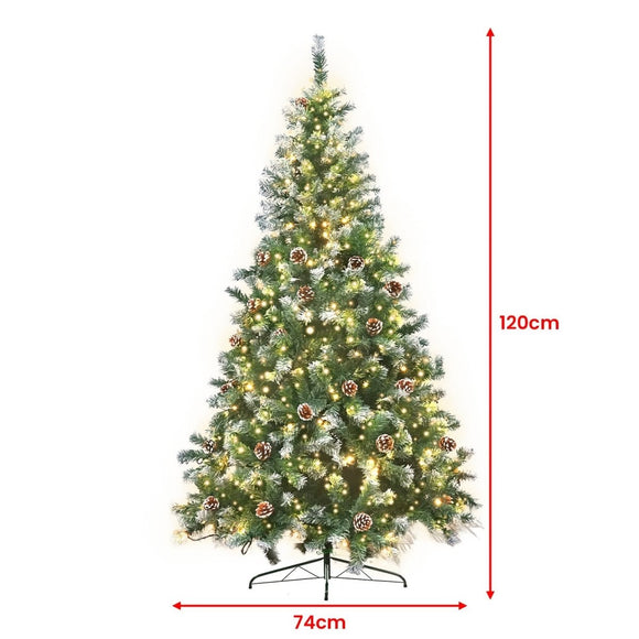 Christabelle 1.2m Pre Lit LED Christmas Tree Decor with Pine Cones Xmas Decorations - RnR Galore