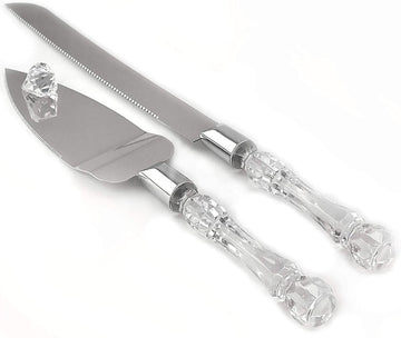 Cutting Cake Knife and Silver Blade Cake Server Set Wedding Anniversary Engagement Birthday Party Gift Boxed - RnR Galore