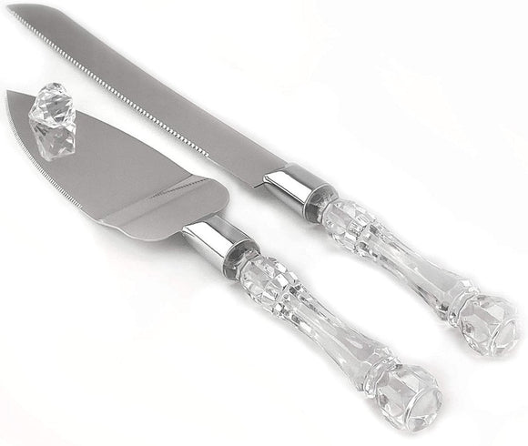 Cutting Cake Knife and Silver Blade Cake Server Set Wedding Anniversary Engagement Birthday Party Gift Boxed - RnR Galore