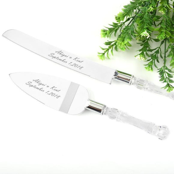 Cutting Cake Knife and Silver Blade Cake Server Set Wedding Anniversary Engagement Birthday Party Gift Boxed - RnR Galore