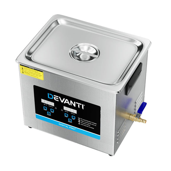 Devanti 10L Ultrasonic Cleaner Heater Cleaning Machine Timer Industrial 240W - RnR Galore