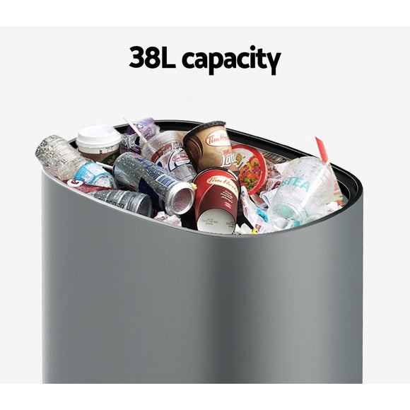 Devanti 38L Motion Sensor Bin Rubbish Automatic Grey - RnR Galore