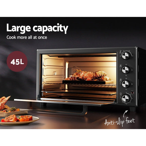 Devanti 45L Convection Oven Electric Fryer Ovens 1800W - RnR Galore