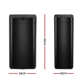Devanti 45L Motion Sensor Bin Rubbish Automatic Black - RnR Galore