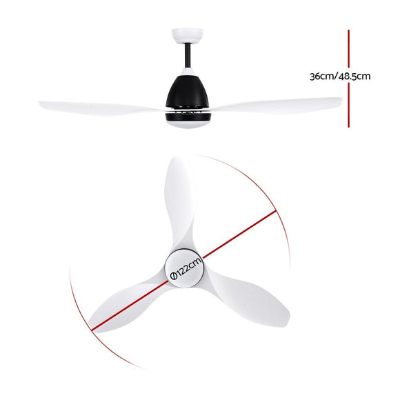 Devanti 48'' Ceiling Fan DC Motor w/Light w/Remote - White - RnR Galore
