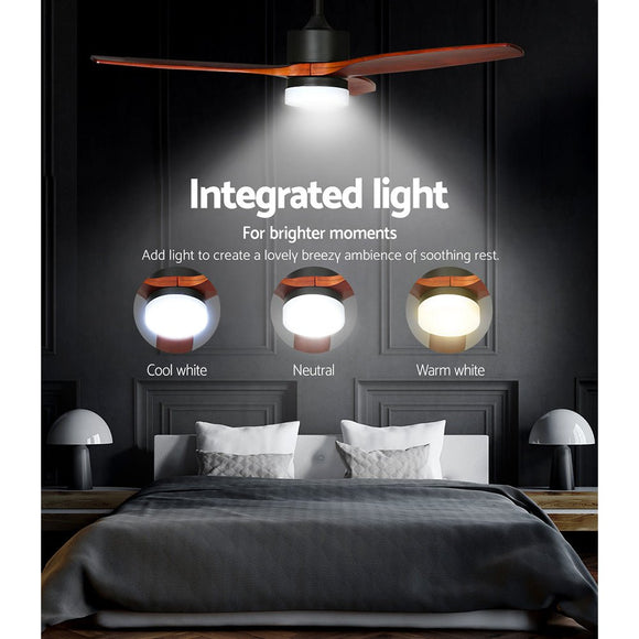 Devanti 52'' Ceiling Fan AC Motor 3 Blades w/Light - Dark Wood - RnR Galore