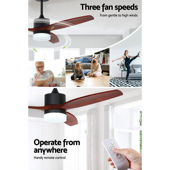 Devanti 52'' Ceiling Fan AC Motor 3 Blades w/Light - Dark Wood - RnR Galore