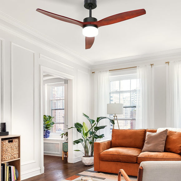 Devanti 52'' Ceiling Fan AC Motor 3 Blades w/Light - Dark Wood - RnR Galore