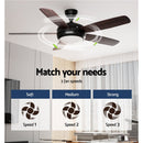 Devanti 52'' Ceiling Fan AC Motor 5 Blades w/Light - Dark Wood - RnR Galore
