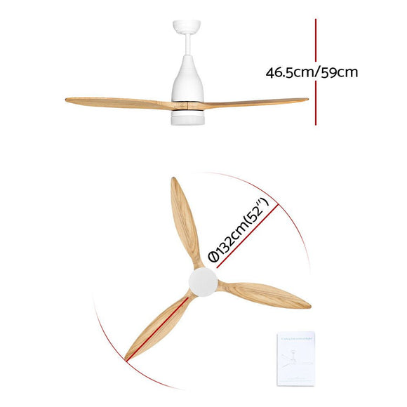 Devanti 52'' Ceiling Fan AC Motor w/Light w/Remote - Light Wood - RnR Galore