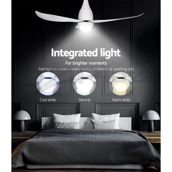 Devanti 52'' Ceiling Fan DC Motor LED Light Remote Control - White - RnR Galore