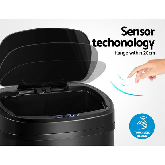 Devanti 58L Motion Sensor Bin Rubbish Automatic Black - RnR Galore