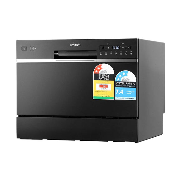 Devanti 6 Place Settings Benchtop Dishwasher Black - RnR Galore