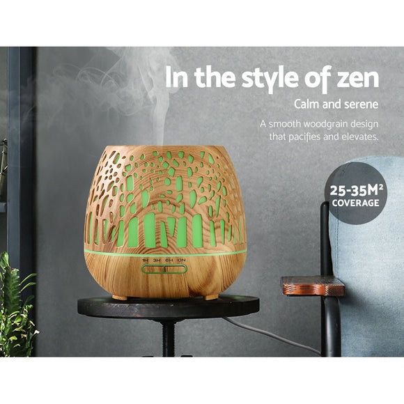 Devanti Aroma Diffuser Aromatherapy Wood Grain 400ml - RnR Galore