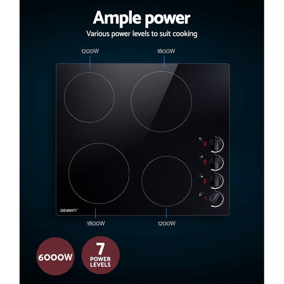 Devanti Electric Ceramic Cooktop 60cm - RnR Galore
