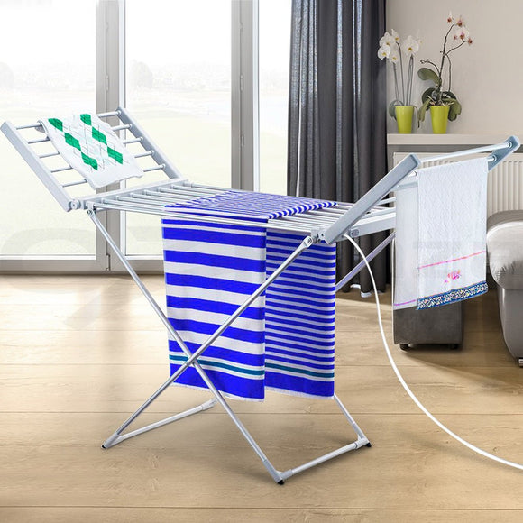 Devanti Electric Heated Towel Rail Rack 18 Bars Freestanding Clothes Dry Warmer - RnR Galore
