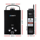 Devanti Portable Gas Water Heater 8L/Min With Pump LPG System Black - RnR Galore