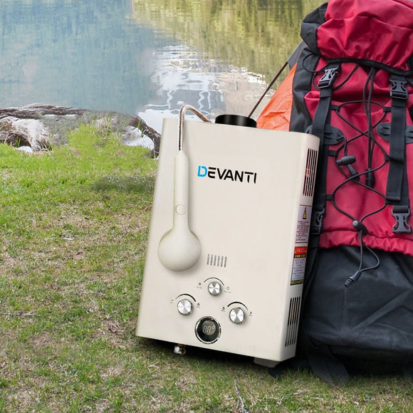 Devanti Portable Gas Water Heater 8L/Min With Pump LPG System Grey - RnR Galore