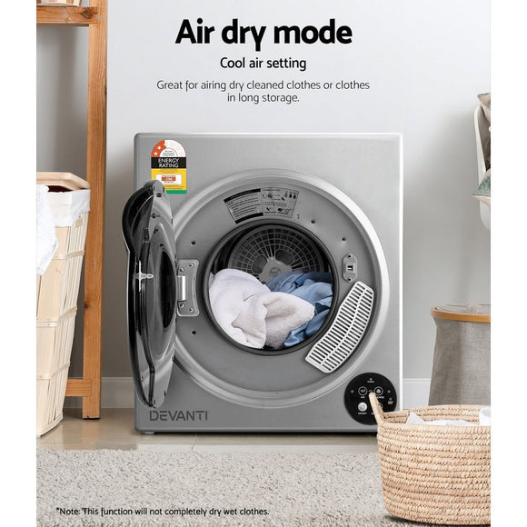 Devanti Tumble Dryer 5kg Fully Auto Silver - RnR Galore