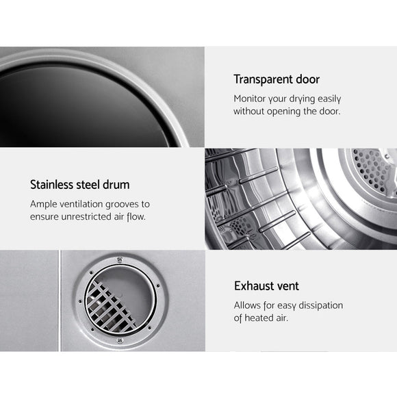 Devanti Tumble Dryer 5kg Fully Auto Silver - RnR Galore