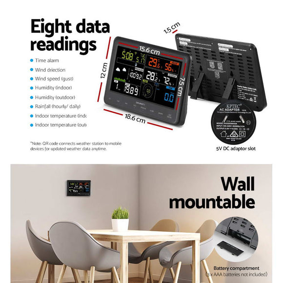 Devanti Wireless WiFi Professional Weather Station Solar Sensor LCD UV Light - RnR Galore