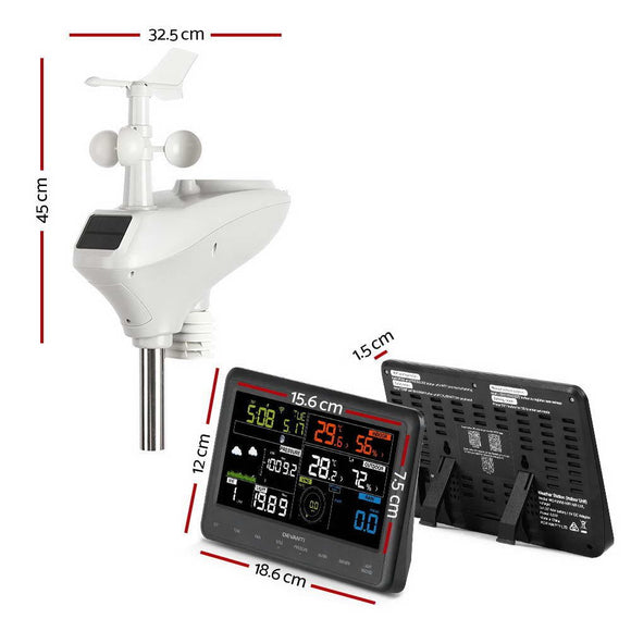 Devanti Wireless WiFi Professional Weather Station Solar Sensor LCD UV Light - RnR Galore
