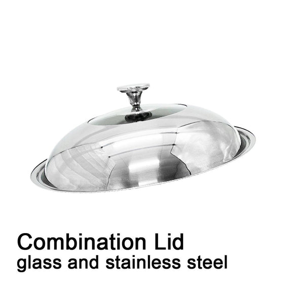 Double Ear 304 Stainless Steel 36cm Non - Stick Stir Fry Cooking Kitchen Wok Pan with Lid Honeycomb Double Sided - RnR Galore