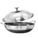 Double Ear 304 Stainless Steel 38cm Non - Stick Stir Fry Cooking Kitchen Wok Pan with Lid Honeycomb Double Sided - RnR Galore