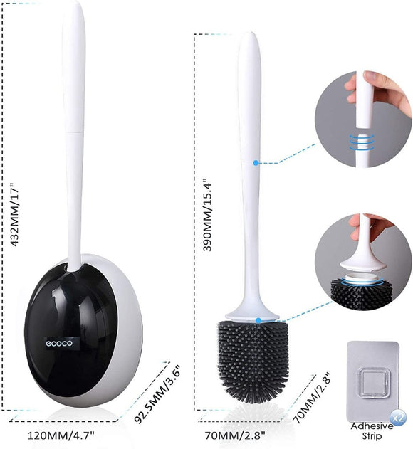 Ecoco Silicone Water Drop Toilet Brush Holder Set Wall - Mounted Cleaning Brush Tool Grey - RnR Galore