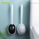 Ecoco Silicone Water Drop Toilet Brush Holder Set Wall - Mounted Cleaning Brush Tool Grey - RnR Galore