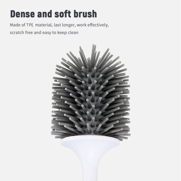 Ecoco Silicone Water Drop Toilet Brush Holder Set Wall - Mounted Cleaning Brush Tool Grey - RnR Galore