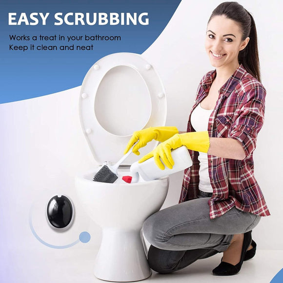 Ecoco Silicone Water Drop Toilet Brush Holder Set Wall - Mounted Cleaning Brush Tool Grey - RnR Galore