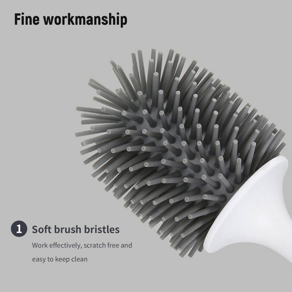 Ecoco Silicone Water Drop Toilet Brush Holder Set Wall - Mounted Cleaning Brush Tool Grey - RnR Galore