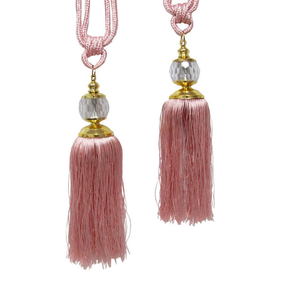 Elizabeth Pair of Curtain Tassel Rope Ties Pink/Gold - RnR Galore