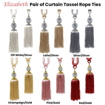 Elizabeth Pair of Curtain Tassel Rope Ties Pink/Gold - RnR Galore