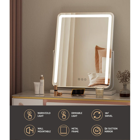 Embellir Makeup Mirror 40x50cm Hollywood Vanity with LED Light Strip Rotation - RnR Galore