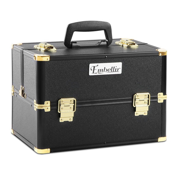 Embellir Portable Cosmetic Beauty Makeup Case - Black & Gold - RnR Galore