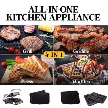 EUROCHEF EUC - CG7 Smart Multi Contact Grill Sandwich Panini Press Maker Fast Cafe Style - RnR Galore