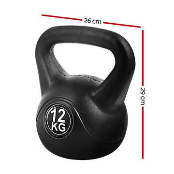 Everfit 12kg Kettlebell Set Weight Lifting Bench Dumbbells Kettle Bell Gym Home - RnR Galore