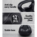 Everfit 12kg Kettlebell Set Weight Lifting Bench Dumbbells Kettle Bell Gym Home - RnR Galore