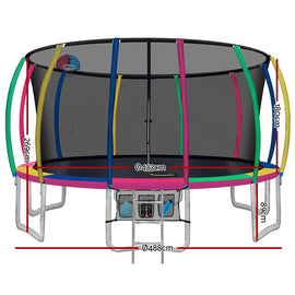Everfit 16FT Trampoline for Kids w/ Ladder Enclosure Safety Net Rebounder Colors - RnR Galore