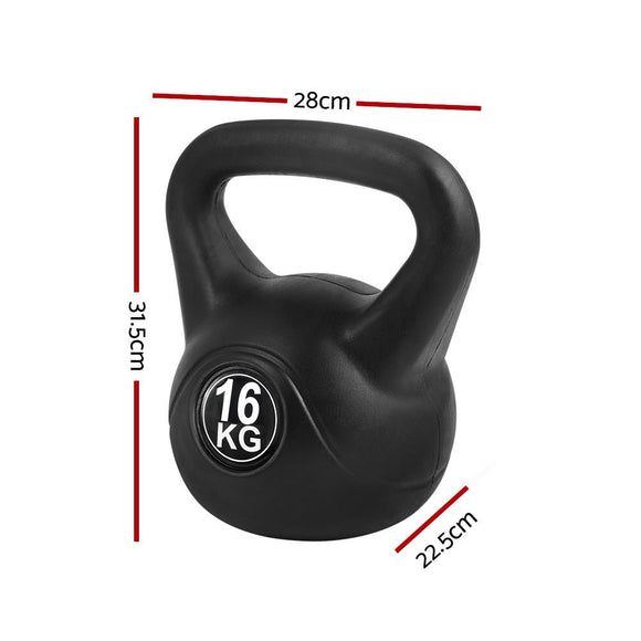 Everfit 16kg Kettlebell Set Weight Lifting Bench Dumbbells Kettle Bell Gym Home - RnR Galore