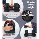 Everfit 24kg Dumbbells Adjustable Dumbbell Weight Plates Home Gym 2pcs - RnR Galore