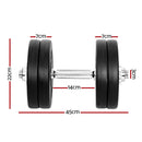 Everfit 25kg Dumbbell Set Weight Plates Dumbbells Lifting Bench - RnR Galore