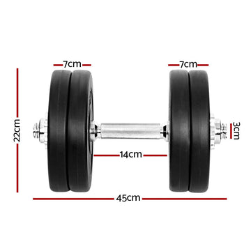 Everfit 25kg Dumbbell Set Weight Plates Dumbbells Lifting Bench - RnR Galore