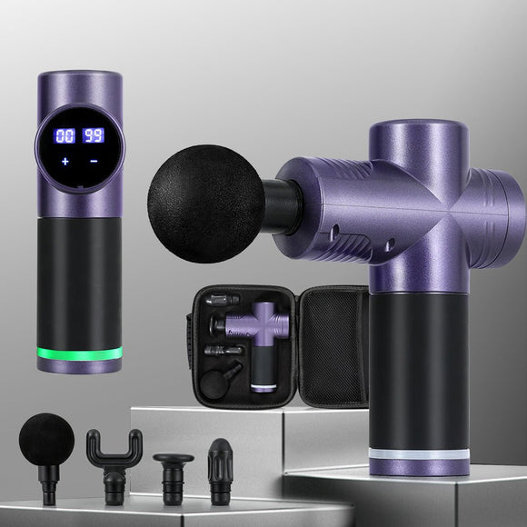 Everfit 30 Speed Massage Gun 4 Heads Vibration Muscle Massager Chargeable Purple - RnR Galore