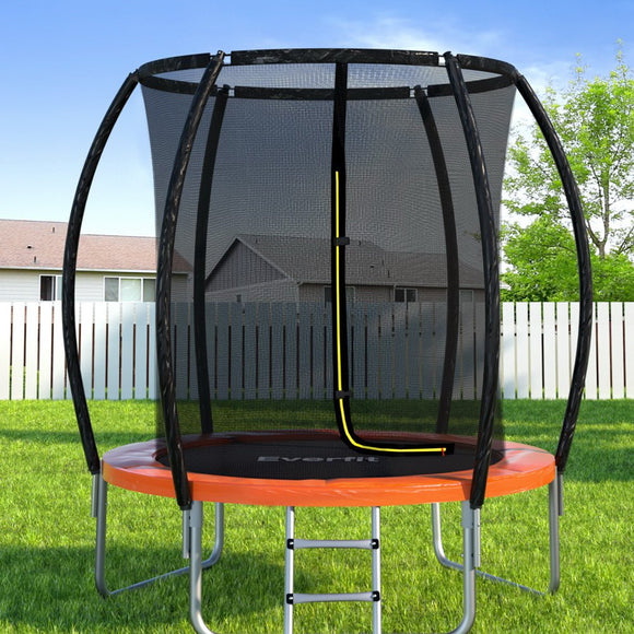 Everfit 6FT Trampoline for Kids w/ Ladder Trampoline Enclosure Safety Net Rebounder Orange - RnR Galore